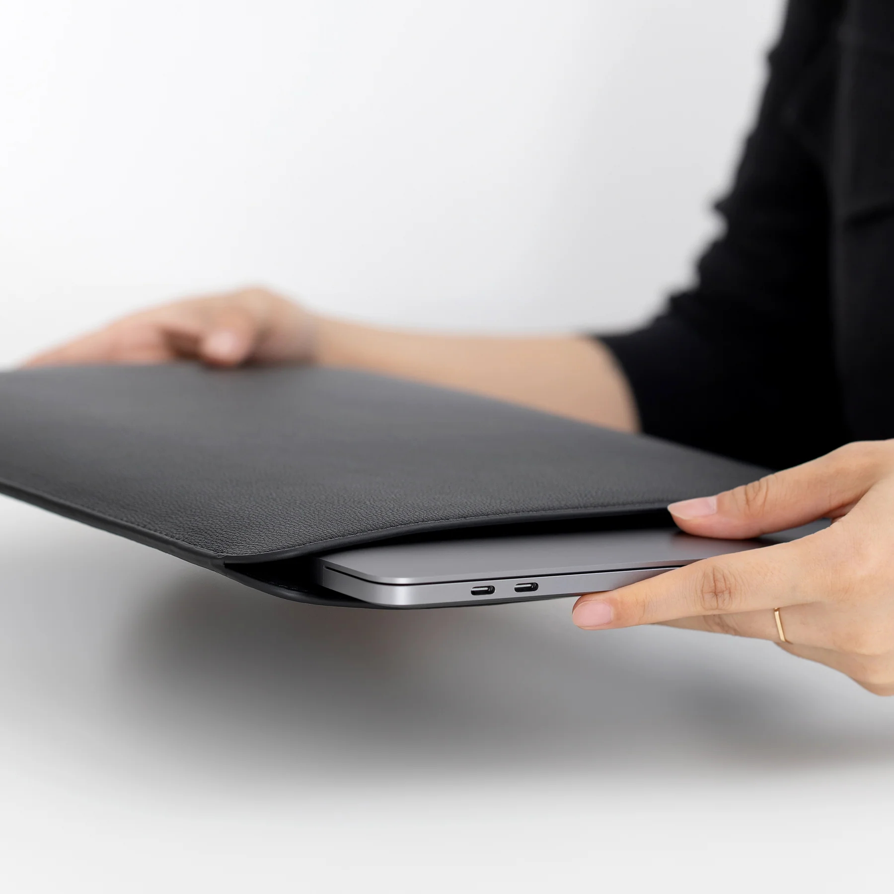 Waterproof Leather MacBook Sleeve - Black